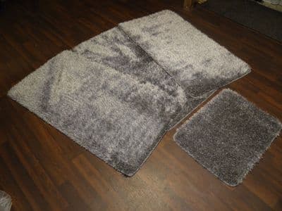 ROMANY GYPSY WASHABLE SPARKLY DESIGN SETS OF 4PCS MATS NEW GREY/SILVER NON SLIP