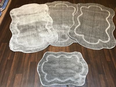ROMANY GYPSY WASHABLE TRAVELLER MATS SET OF 4 XNEWX DESIGN 80X120CM SILVER/GREY