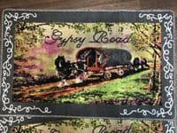 ROMANY GYPSY WASHABLES 2018 SETS OF 4 MATS BEIGES-GREY NON SLIP WAGON & HORSE (1)