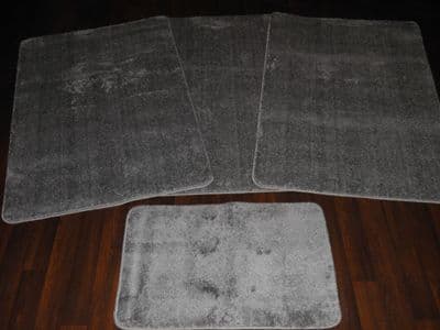 ROMANY GYPSY WASHABLES 4PC SET NON SLIP TRAVELLER MATS PLAIN SILVER THICK PILE