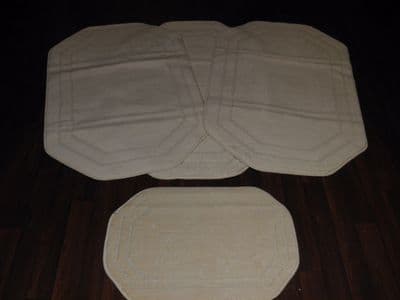 ROMANY GYPSY WASHABLES BOARDER DESIGN FULL SET OF 4PCS CREAM MATS/RUGS PLAIN