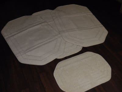 ROMANY GYPSY WASHABLES BOARDER DESIGNS FULL SET OF 4PCS CREAM MATS/RUGS PLAIN
