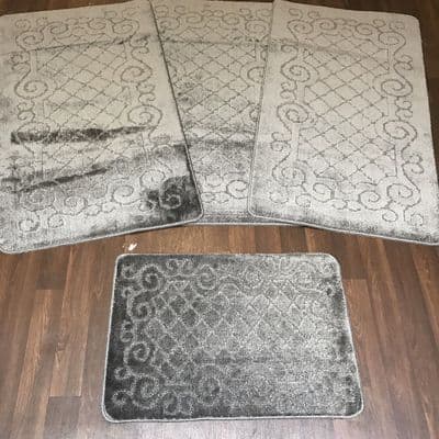ROMANY GYPSY WASHABLES FULL SET OF 4PCS TOURER SIZE 67X120CM MATS/RUGS DARK GREY