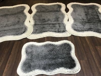 ROMANY GYPSY WASHABLES FULL SET OF 4TOURER SIZES 67X120CM MATS-RUGS CREAM-GREY