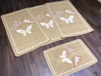 ROMANY GYPSY WASHABLES FULL SET OF TOURERS SIZE 67X120CM MATS BISCUIT/CREAMS