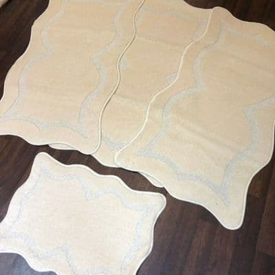 ROMANY GYPSY WASHABLES FULL SETS OF 4PCS TOURER SIZES 66X120CM MATS/RUGS CREAM