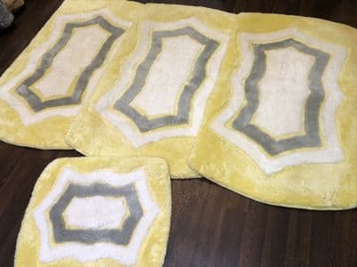 ROMANY GYPSY WASHABLES GERMAN MATS NEW MATS THICK SETS OF 4 RUGS LEMON CREAM XX