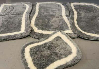 ROMANY GYPSY WASHABLES GERMAN MATS TRAVELLER RUGS THICK SET OF 4 GREY-SILVER X