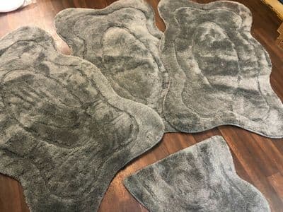 ROMANY GYPSY WASHABLES GERMAN MATS TRAVELLERS MATS THICK SET OF 4 GREY RUGS X