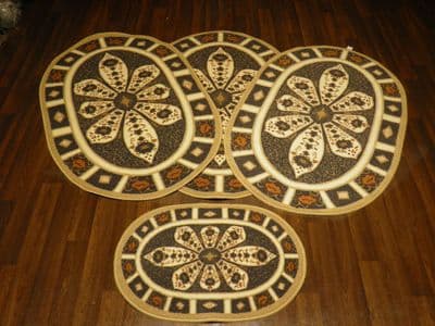 ROMANY GYPSY WASHABLES NEW 2017 X CROWN DBY X FULL SET OF 4  MATS/RUGS NON SLIP