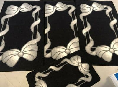 ROMANY GYPSY WASHABLES NEW 2021 RIBBON FULL SET OF 4 MATS/RUG BLACK NO SLIP