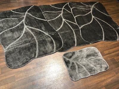 ROMANY GYPSY WASHABLES NEW DESIGNS SET OF 4PCS DARK GREY MATS XXLARGE  100X140CM
