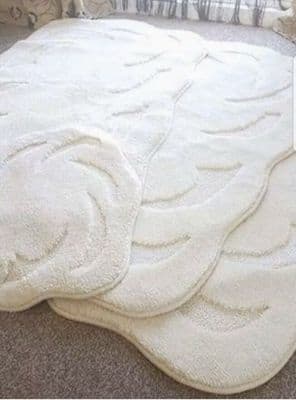 ROMANY GYPSY WASHABLES NEW SET OF 4 BRIGHT CREAM MATS X LARGE SIZES 100X140CM X