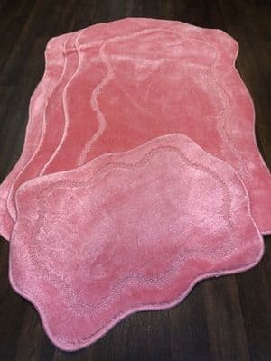 ROMANY GYPSY WASHABLES SET OF 4  MATS 67X110CM MATS-RUGS PINK SHAPED NON SLIP