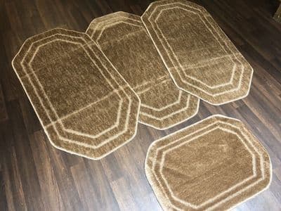 ROMANY GYPSY WASHABLES SET OF 4 TOURER SIZE 60x120CM MATS DARK BEIGE NON SLIP