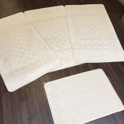 ROMANY GYPSY WASHABLES SET OF 4 TOURER SIZE 67X120CM MATS/RUGS CREAM/CREAM