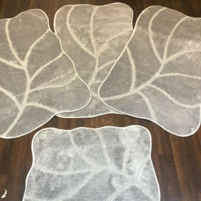 ROMANY GYPSY WASHABLES SET OF MATS RUGS GREY/SILV SHAPED CARPETS NO SLIP BARGAIN