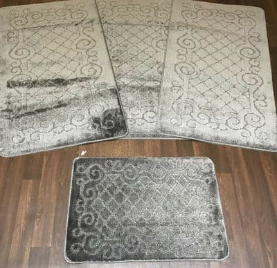 ROMANY GYPSY WASHABLES SET OF MATS SIZE 67X110CM GREY RUGS NON SLIP TOURER SALE