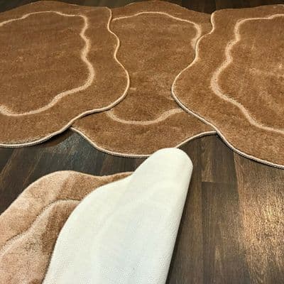 ROMANY GYPSY WASHABLES  SETS OF TOURER SIZE 67X110CM MATS/RUGS LIGHT BROWN