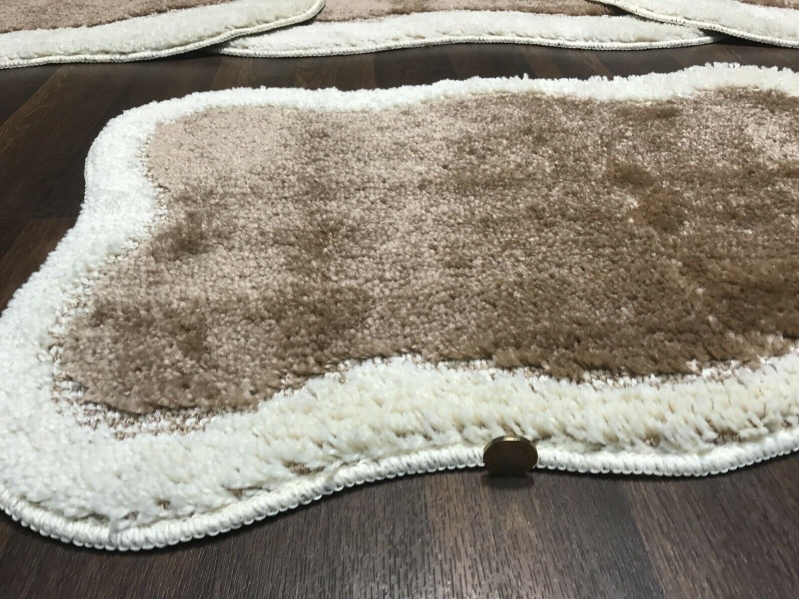 Set De 4 Tapis Lavables Romany Taille 75x125 Cm - Design Bohème, Couleur Beige Clair, Antidérapant