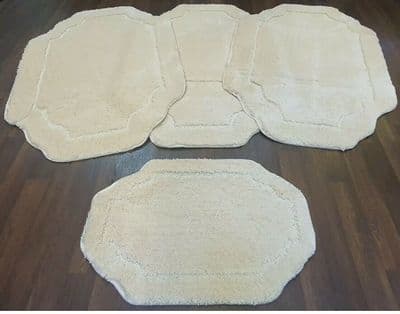 ROMANY TOURER MATS GYPSY MATS SETS NO SLIP SUPER THICK CREAM-IVORY WASHABLE RUGS
