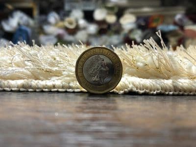 ROMANY WASHABLE 120x160CM X LARGE SIZE SPARKLY SINGLE MAT CREAM/GOLD GEL BACK