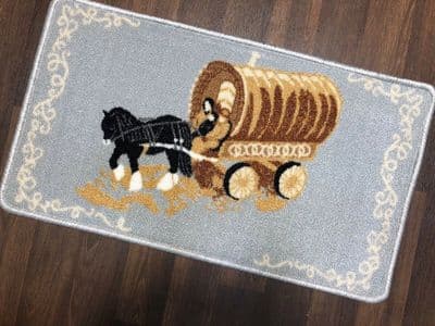 ROMANY WASHABLE DOORMAT NON SLIP 40X70CM WAGON AND HORSE GOOD QUALITY SILVER