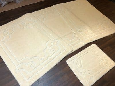 ROMANY WASHABLE GYPSY MATS 4PC SETS NON SLIP GERMAN BOARDER CREAM IVORY CARPETS