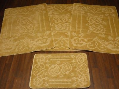 ROMANY WASHABLE TRAVELLER MATS SET 4PC NON SLIP GYPSY ROSES SUPER THICK LT BEIGE