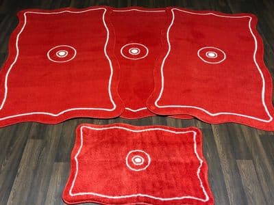ROMANY WASHABLE TRAVELLER MATS SET NON SLIP LARGE SIZE BEST QUALITY, SHAPED RED