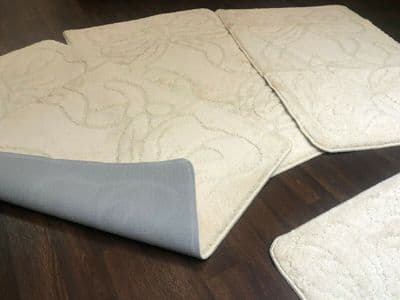 ROMANY WASHABLE TRAVELLER MATS SET NON SLIP SUPER THICK RUGS CREAM GYPSY MATS XX