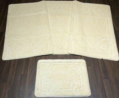 ROMANY WASHABLE TRAVELLER MATS SET OF 4 NON SLIP TOURER SIZES THICK CREAM-VORY X