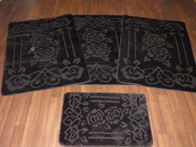 ROMANY WASHABLE TRAVELLERS MATS SETS 4PCS NON SLIP GYPSY ROSE SUPER THICK BLACK