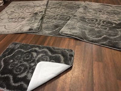 ROMANY WASHABLE TRAVELLERS MATS SETS 4PCS NON SLIP NEW SUPER THICK DARK/GREY