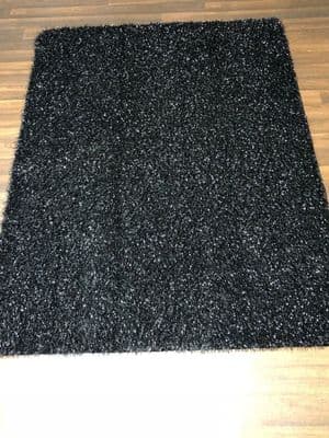 ROMANY WASHABLES 120x160CM X LARGE SIZE SPARKLY SINGLE MAT BLACK-SILVER GEL BACK