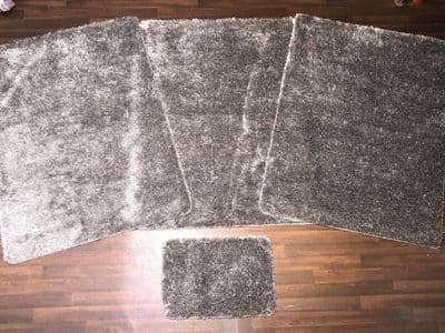 ROMANY WASHABLES 120x160CM XXLARGE SIZE SPARKLY SET OF 4  MATS GEL BACK SILVERS
