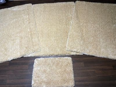 ROMANY WASHABLES 120x160CM XXLARGE SIZES SPARKLY SET OF 4  MATS GEL BACK CREAM