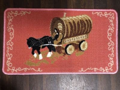 ROMANY WASHABLES DOORMAT NON SLIP 40X70CM WAGON AND HORSE GOOD QUALITY PINK