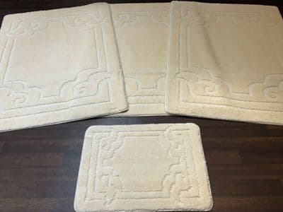 ROMANY WASHABLES GERMAN SETS OF 4 MATS LARGE SIZE 100X140CM CREAM-IVORY NON SLIP