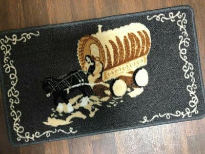 ROMANY WASHABLES GYPSY DOORMAT NON SLIP 40X70CM WAGON-HORSE GREY GYPSY ROAD