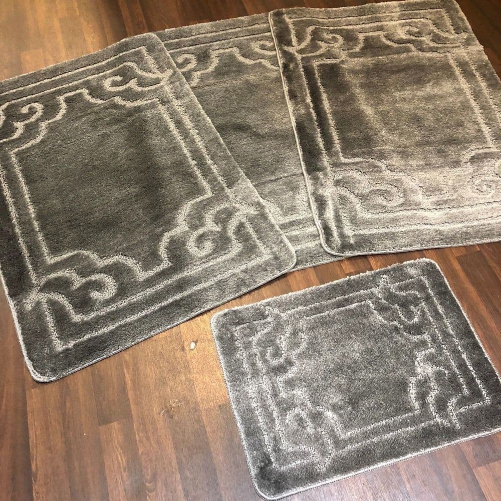 ROMANY WASHABLES GYPSY MATS 4PC SETS NON SLIP GERMAN BOARDER CHARCOAL