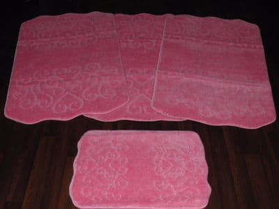 ROMANY WASHABLES NEW 2017 SUPER THICK NEW DESIGNS 4PC SET BRIGHT PINK NON SLIP