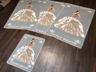 ROMANY WASHABLES NEW 2018 SETS OF 4 MATS/RUGS GYPSY BRIDE SILVER/BEIGE NON SLIP