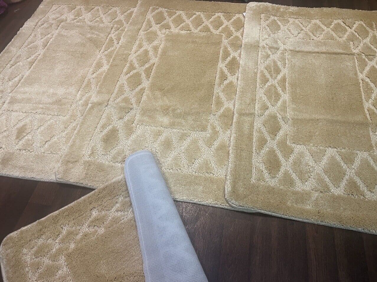 ROMANY WASHABLES THICK SET OF 4 NON SLIP GERMAN DESIGN 75CMX125CM BEIGE