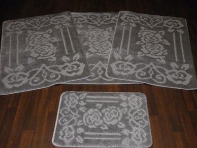 ROMANY WASHABLES TRAVELERS MATS SETS NON SLIP GYPSY ROSE SUPER THICK SILVER/GREY