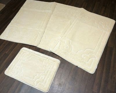 ROMANY WASHABLES TRAVELLER MATS SET OF 4 NON SLIP TOURER SIZE THICK CREAM-VORY X