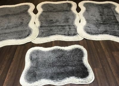 ROMANY WASHABLES TRAVELLERS 4 MATS NON SLIP NEW DESIGN SUPER THICK CREAM/GREY X