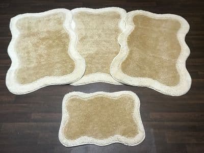 ROMANY WASHABLES TRAVELLERS MATS FULL SET OF 4  NEW LIGHT BEIGE/CREAM 80X120CM