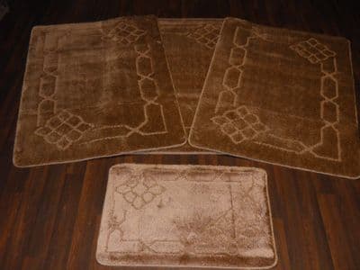 ROMANY WASHABLES TRAVELLERS MATS SETS 4PCS NON SLIP NEW SUPER THICK DARK BEIGE