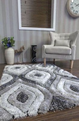 Rug Approx 6x4Ft 120x160CM Tear Drop 3D Rug Top Quality Grey-Cream-Silver Carpet